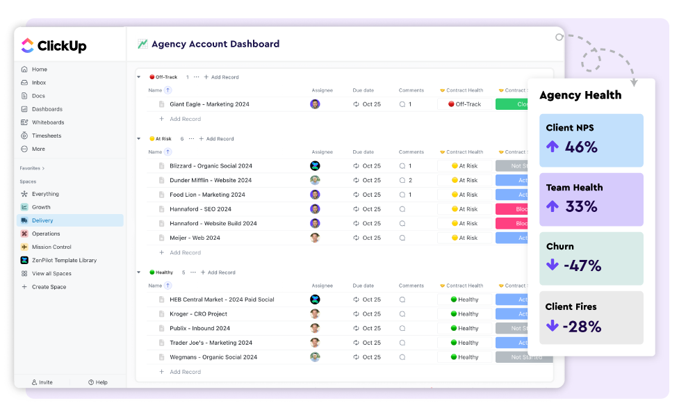 Agency Account Dashboard in ClickUp