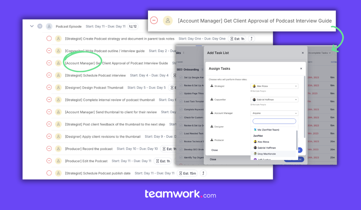 ClickUp vs. Teamwork.com - Assign Later Feature