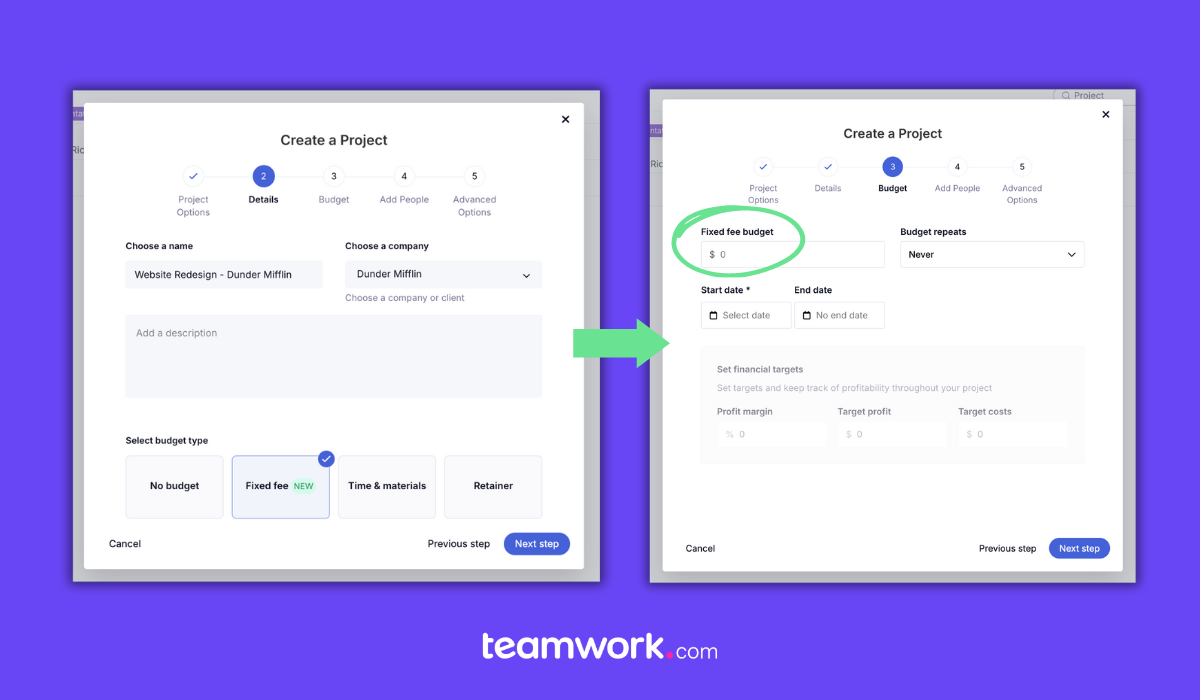 ClickUp vs. Teamwork.com - Teamwork.com Project Budget